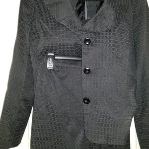 Tahari Studio Women's 2 Piece Black Geometric Print Skirt Suit Size 18